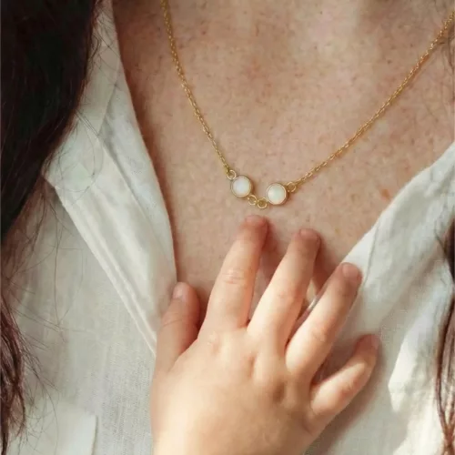  Testvérkör 14k - dupla kör alakú arany köztes nyakék medál - anyatejjel vagy babahajjal