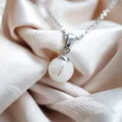 Charm Bubble A - Ezüst anyatejes vagy babahajas gömb gyöngy medál, függő, Charm