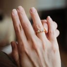 Heart Droplet Two Golden - Heart-shaped golden mother's milk or baby hair ring