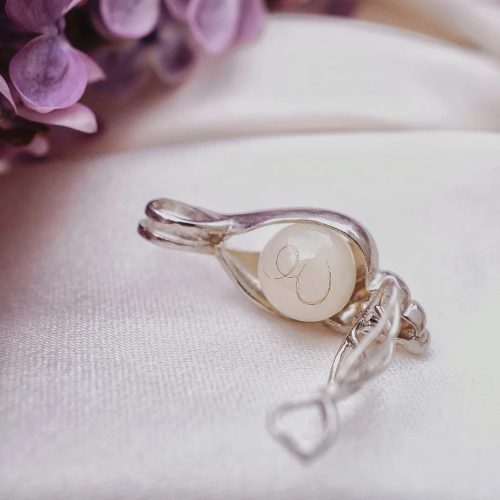 Shell Cutie - Csiga alakú nyitható ezüst medál 6 mm gyönggyel - anyatejjel vagy babahajjal