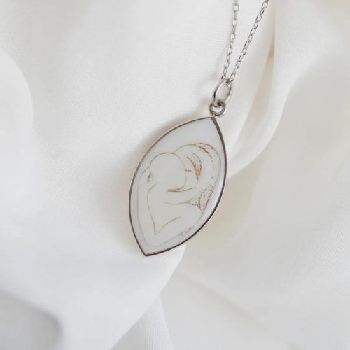 DRAW WITH MOTHER - silver socket pendant with mother's milk or baby hair