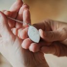 DRAW WITH MOTHER - silver socket pendant with mother's milk or baby hair