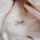 Heart Droplet Three - Heart-shaped silver earrings in several styles - with breast milk or baby hair