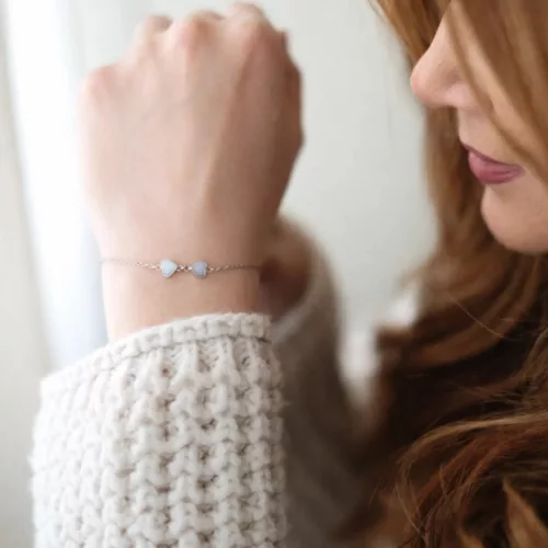 Dupla Tiny Heart - 5mm Szív - arany anyatejes karkötő anyatejjel vagy babahajjal