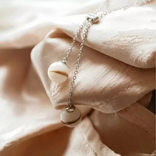 Ketten - 14k arany nyakék anyatejes vagy babahajas gyöngyökkel 