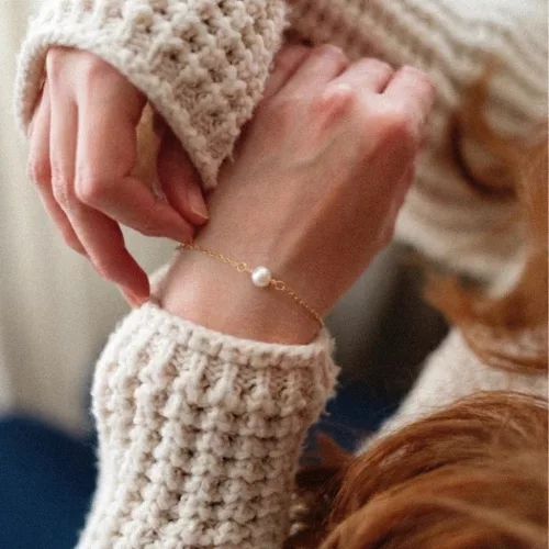 Anyafonál - ezüst köztes gyöngy karkötő anyatejjel vagy babahajjal