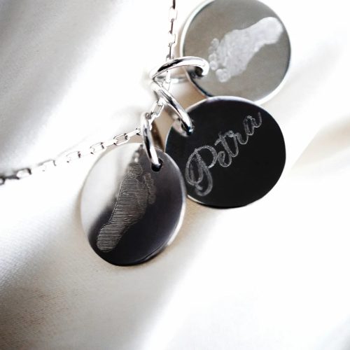 Impress Print Chi-Chi pendant silver base or handprint pendant without chain