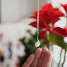 Tale of the leaf - Leaf-shaped 925 silver pendant with a drop of breast milk