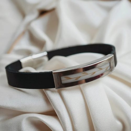Tale of THE Novelty - Polished steel bracelet with breast milk or hair inlay