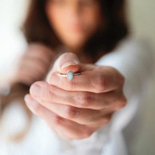 Oval Ovális ezüst gyűrű - anyatejes vagy babahajas gyűrű