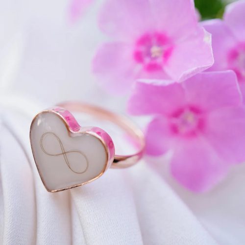  Heart Droplet Two - Heart-shaped silver mother's milk or baby hair ring