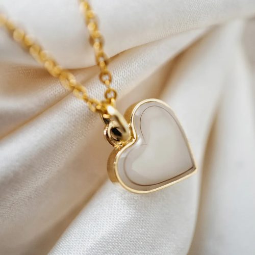 Heart Droplet One Golden - Heart-shaped gold pendant - with breast milk or baby hair