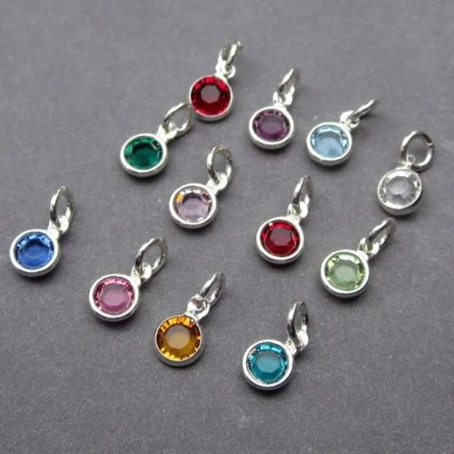 14k arany kristály születéskő medál/charm 