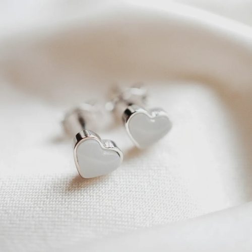 Tiny Heart  Four  - 5mm Szív - arany fülbevaló anyatejjel vagy babahajjal