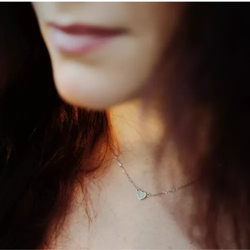 Tiny Heart - 5mm Szív - ezüst nyakék anyatejjel vagy babahajjal