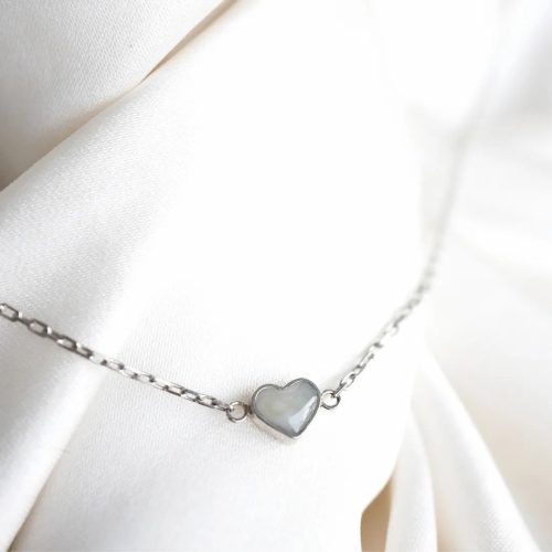 Tiny Heart Two - 5mm Szív - ezüst nyakék anyatejjel vagy babahajjal