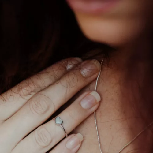 Tiny Heart - 5mm Szív - ezüst gyűrű anyatejjel vagy babahajjal