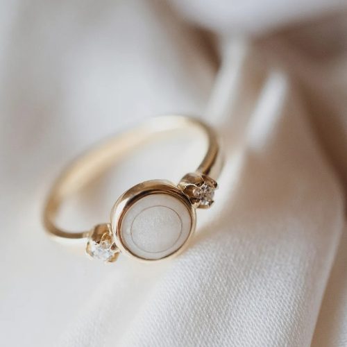 Kétcsillag ezüst anyatejes gyűrű - babahajas gyűrű